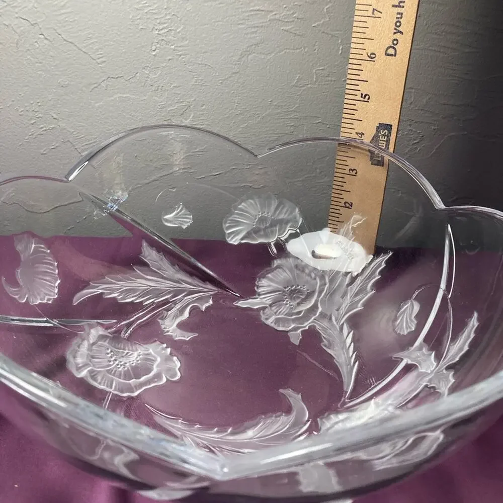 Mikasa crystal bowl frosted poppies
